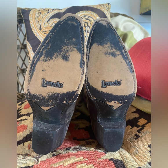 Laredo Women's Western Cowboy Boots Cullison Bucklace Black/tan crackle-leopard - Picture 10 of 16